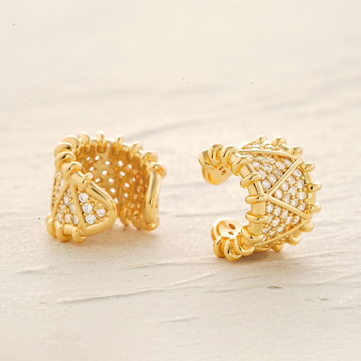 Polyline Pave Ear Cuffs