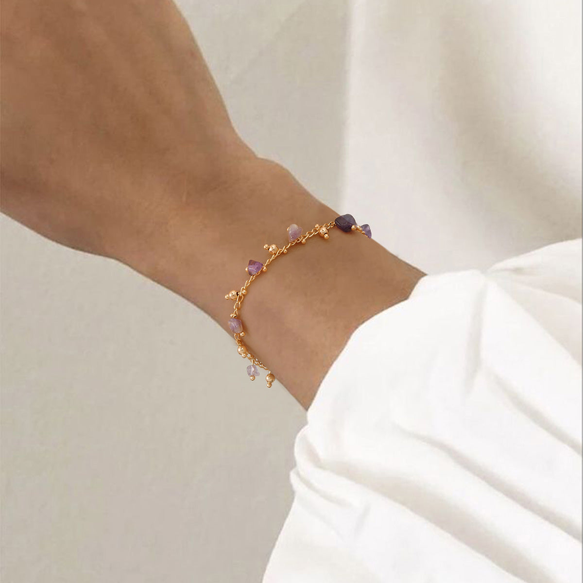 Gold Chain Stone Bracelet Adjustable