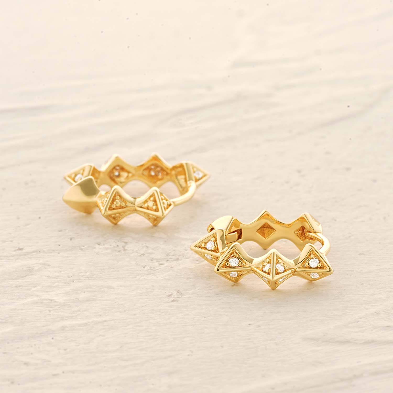 Pyramid Huggie Hoop Earrings