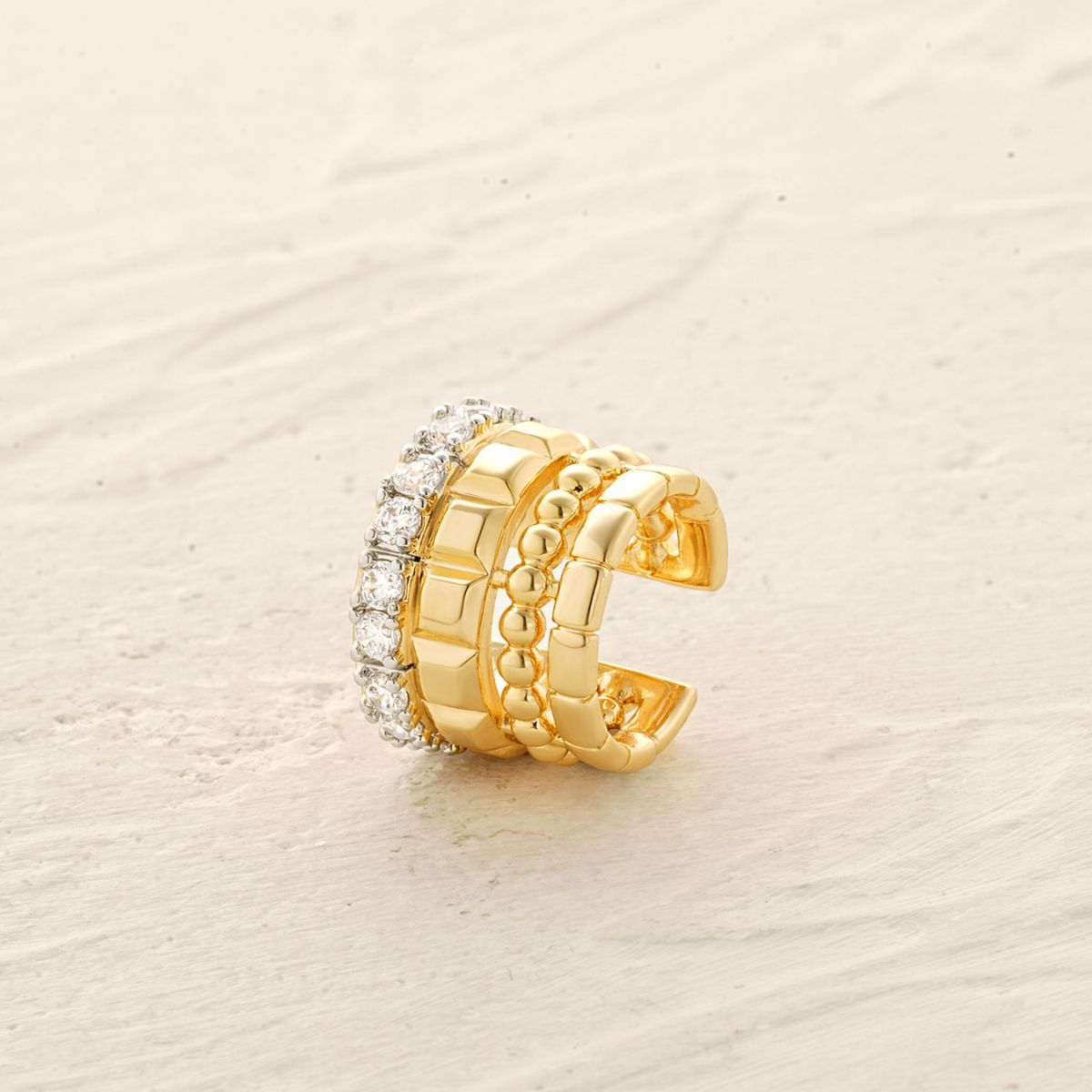 Ribbed Beaded Band Ear Cuffs