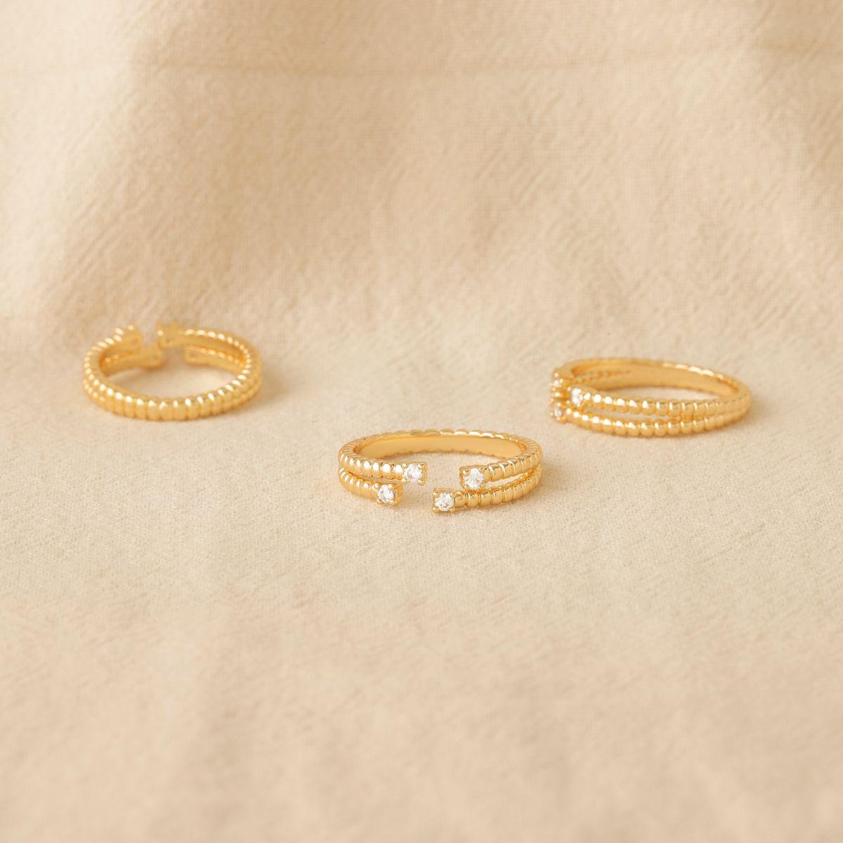 CZ Ribbed Split Open Ring