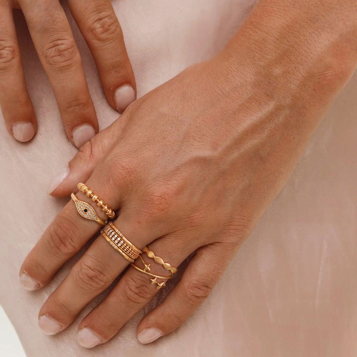 Satellite Bead Stack Ring