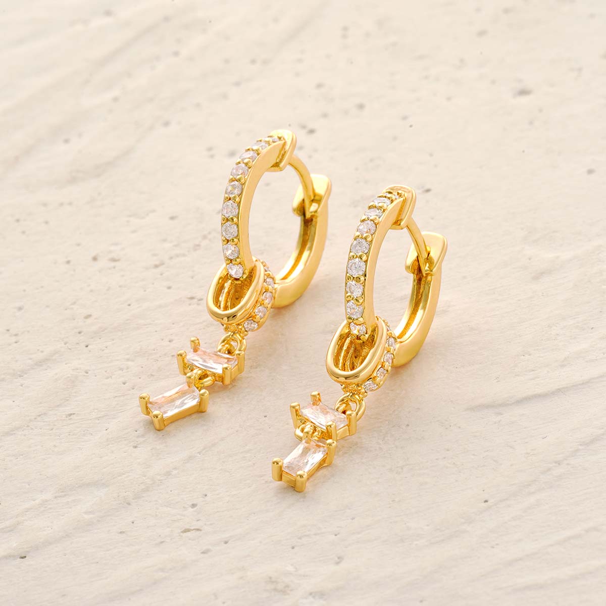 CZ Hoop Dangle Earrings