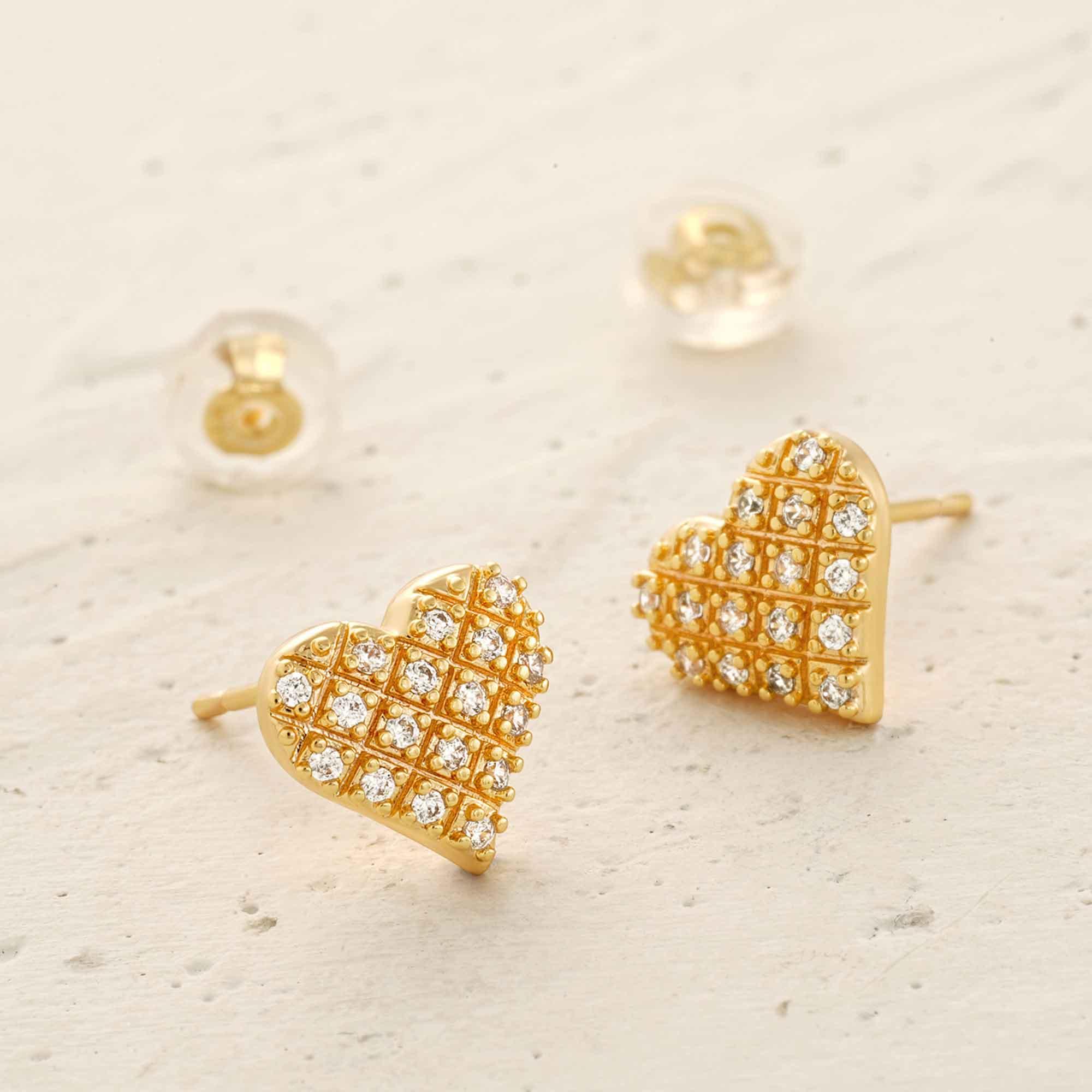 Heart CZ Stud Earrings