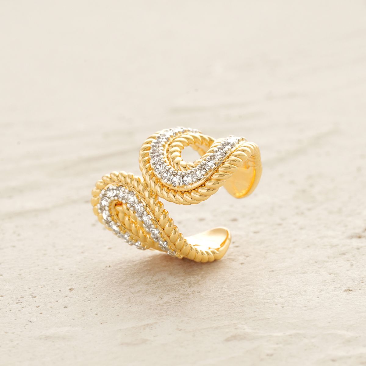 Twisted Petal Pave Ear Cuffs