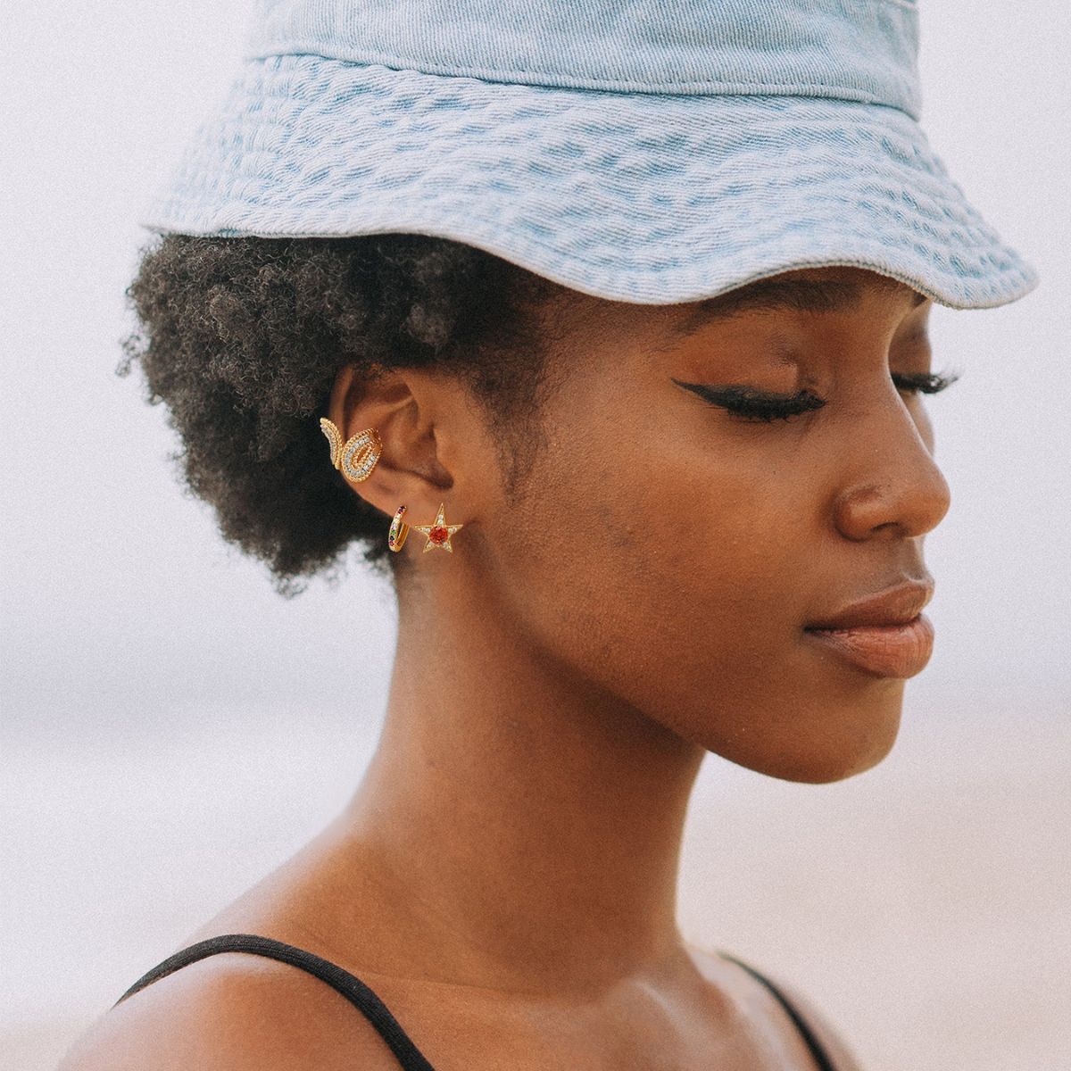 Twisted Petal Pave Ear Cuffs