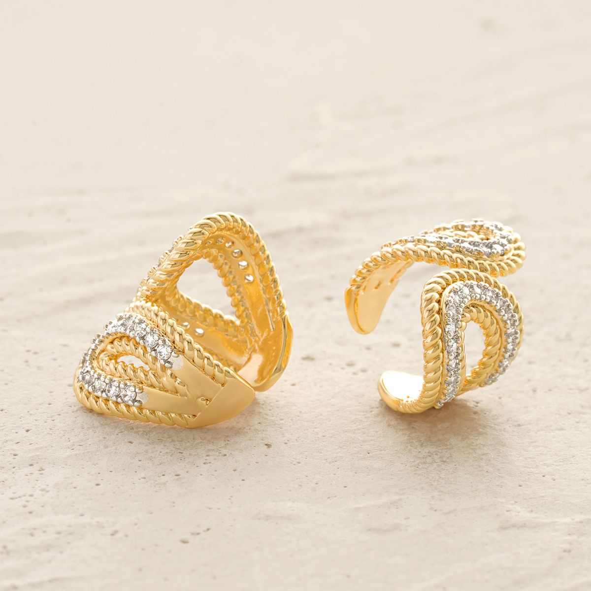 Twisted Petal Pave Ear Cuffs