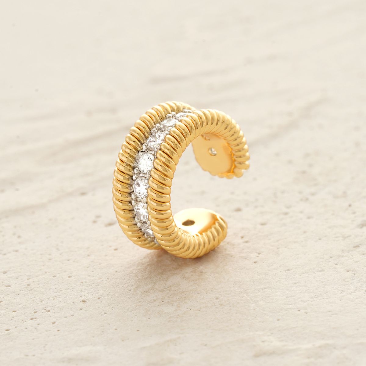 Twisted Trough Pave Ear Cuffs