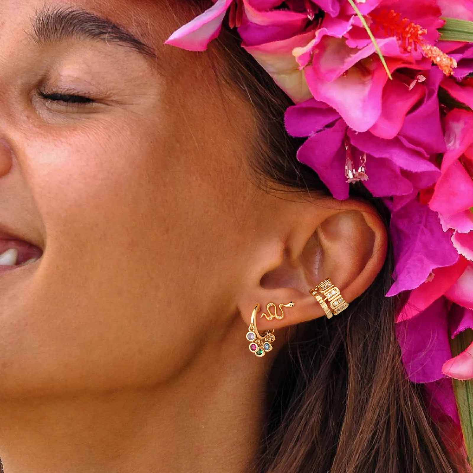 Rainbow Hoop Dangle Earrings