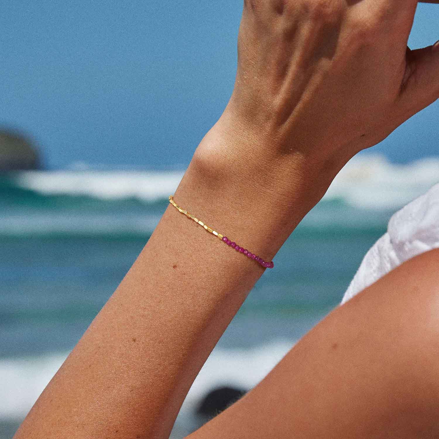 Beaded Chain Gem Bracelet