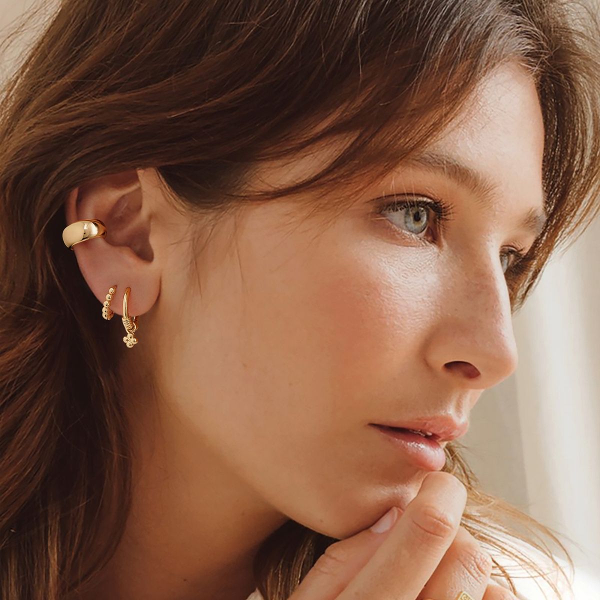 Gold Dome Polished Ear Cuffs