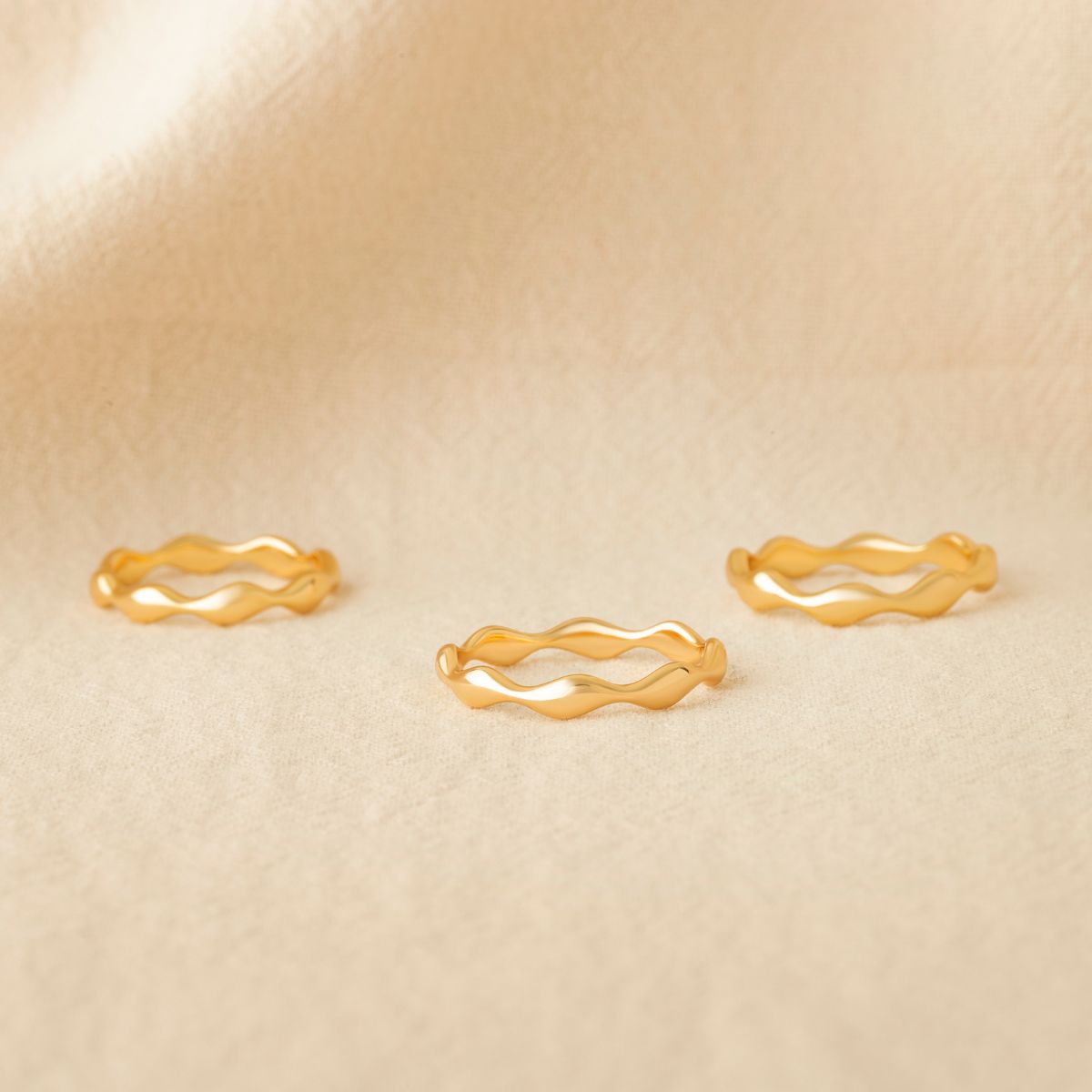 Gold Wavy Stack Ring