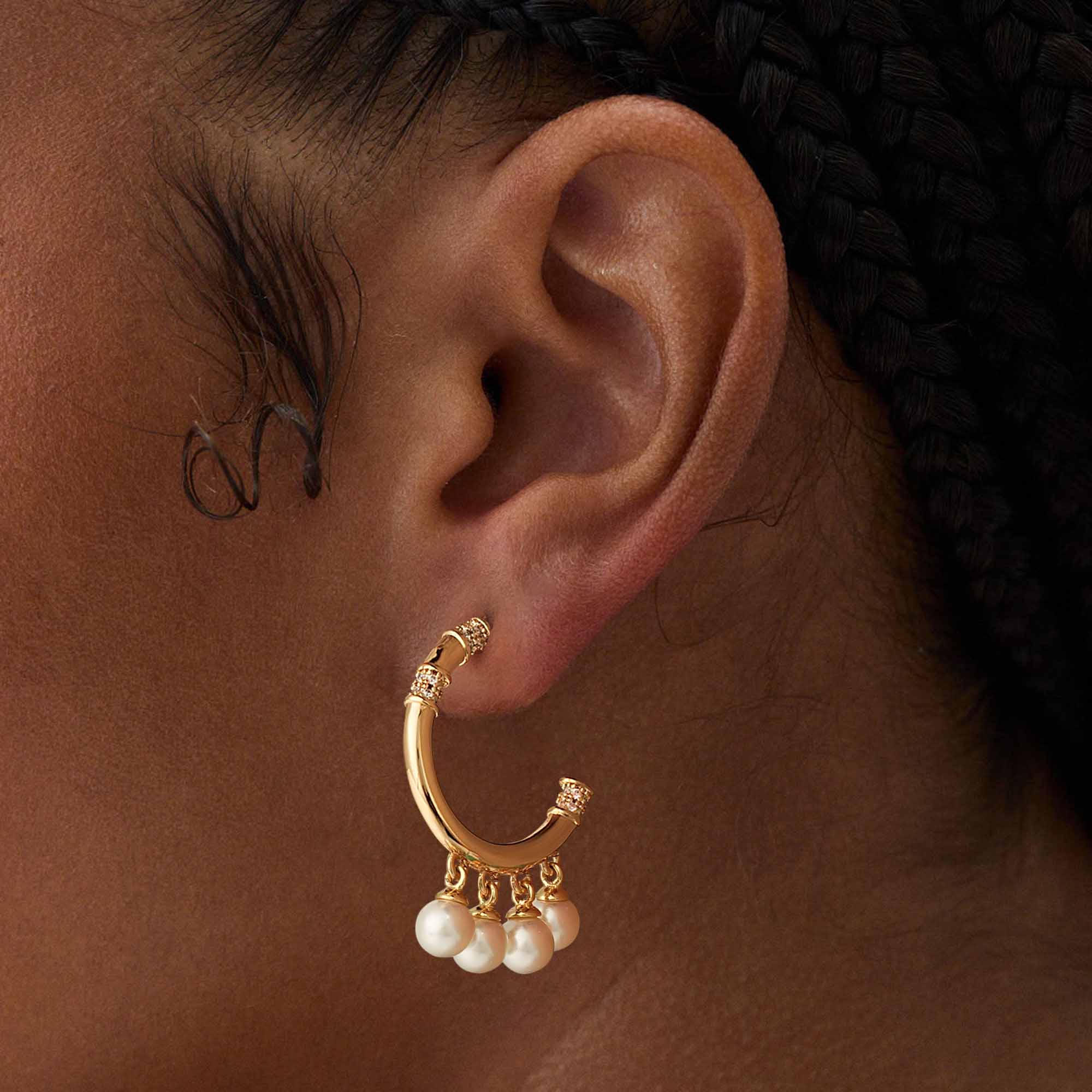 Gemstone Dangle Open Hoop Earrings