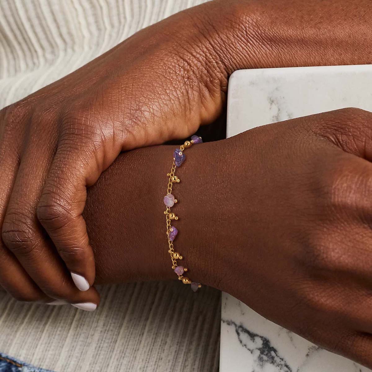 Gold Chain Stone Bracelet Adjustable