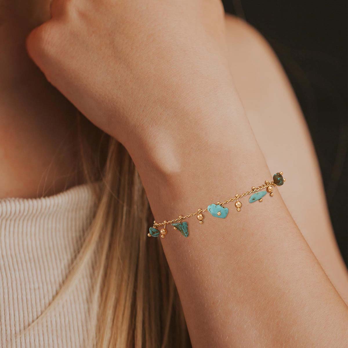 Gold Chain Stone Bracelet Adjustable