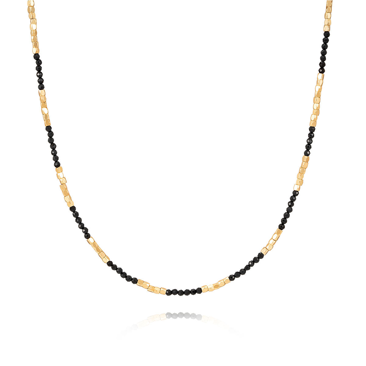 Gold Beaded Choker Natural Stone Necklace