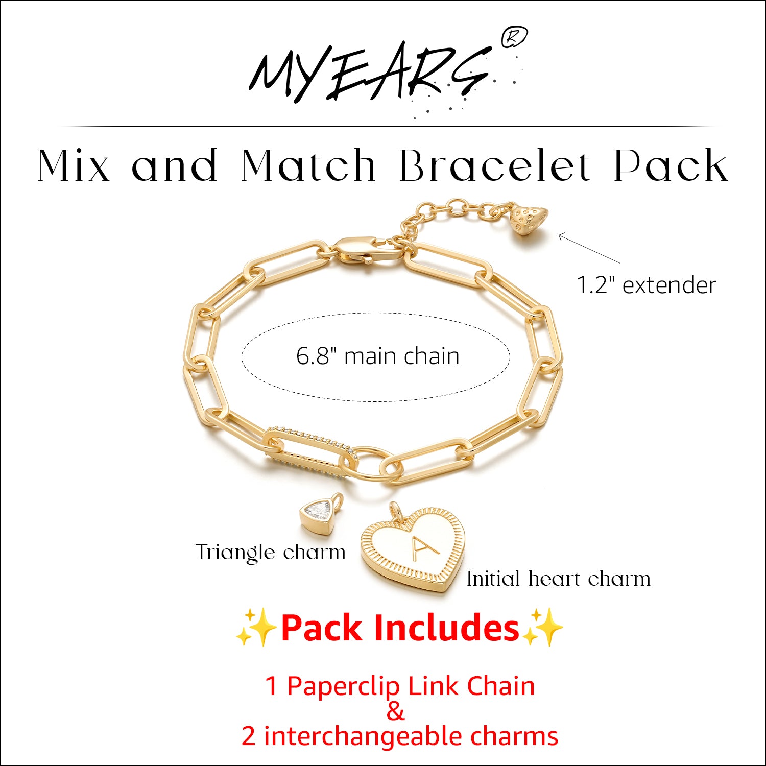Gold Initial Heart Chain Bracelet