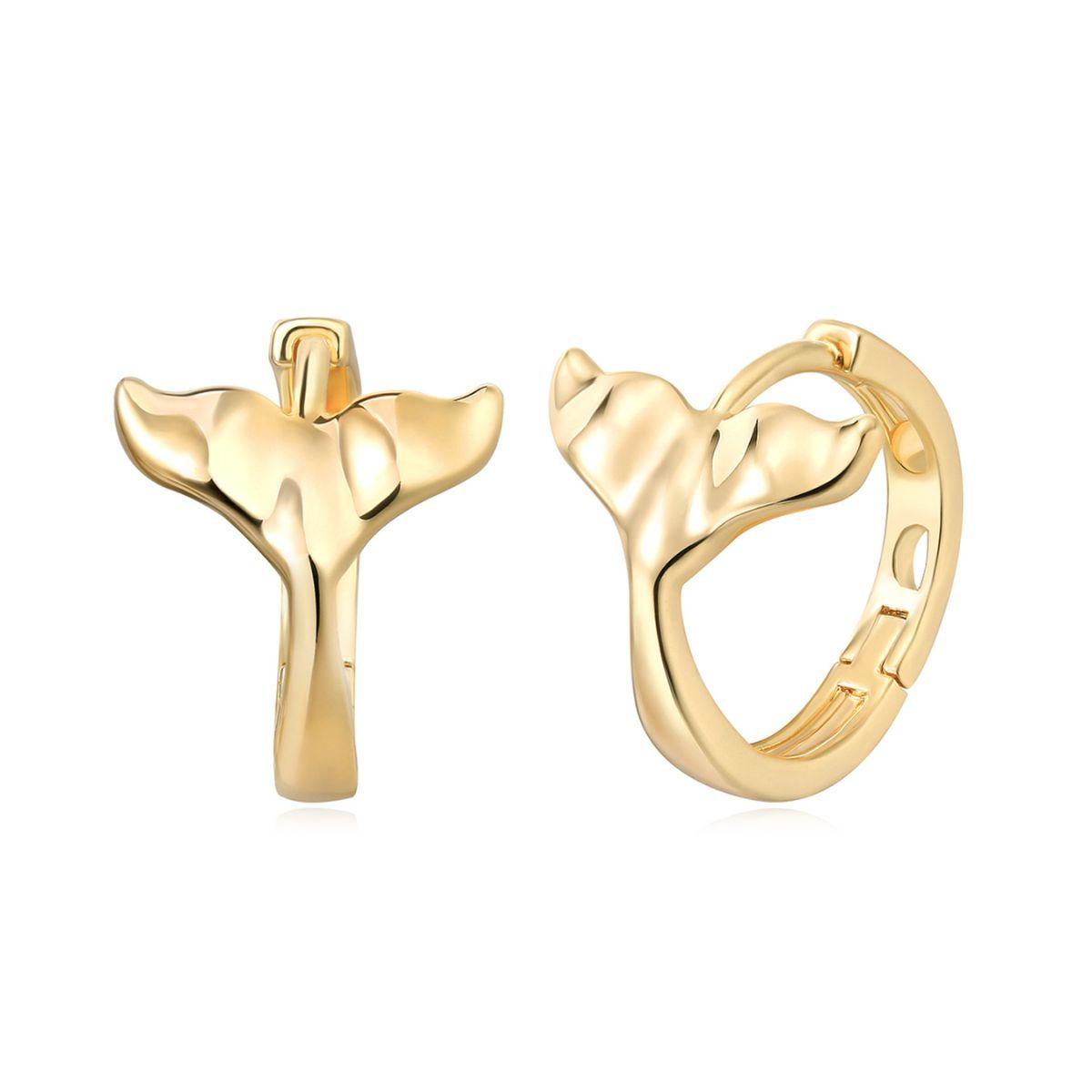 MYEARS® mermaid tail hoop earrings for women, ocean-inspired gold hoop earrings with mermaid tail charm, elegant jewelry gift for everyday wear.