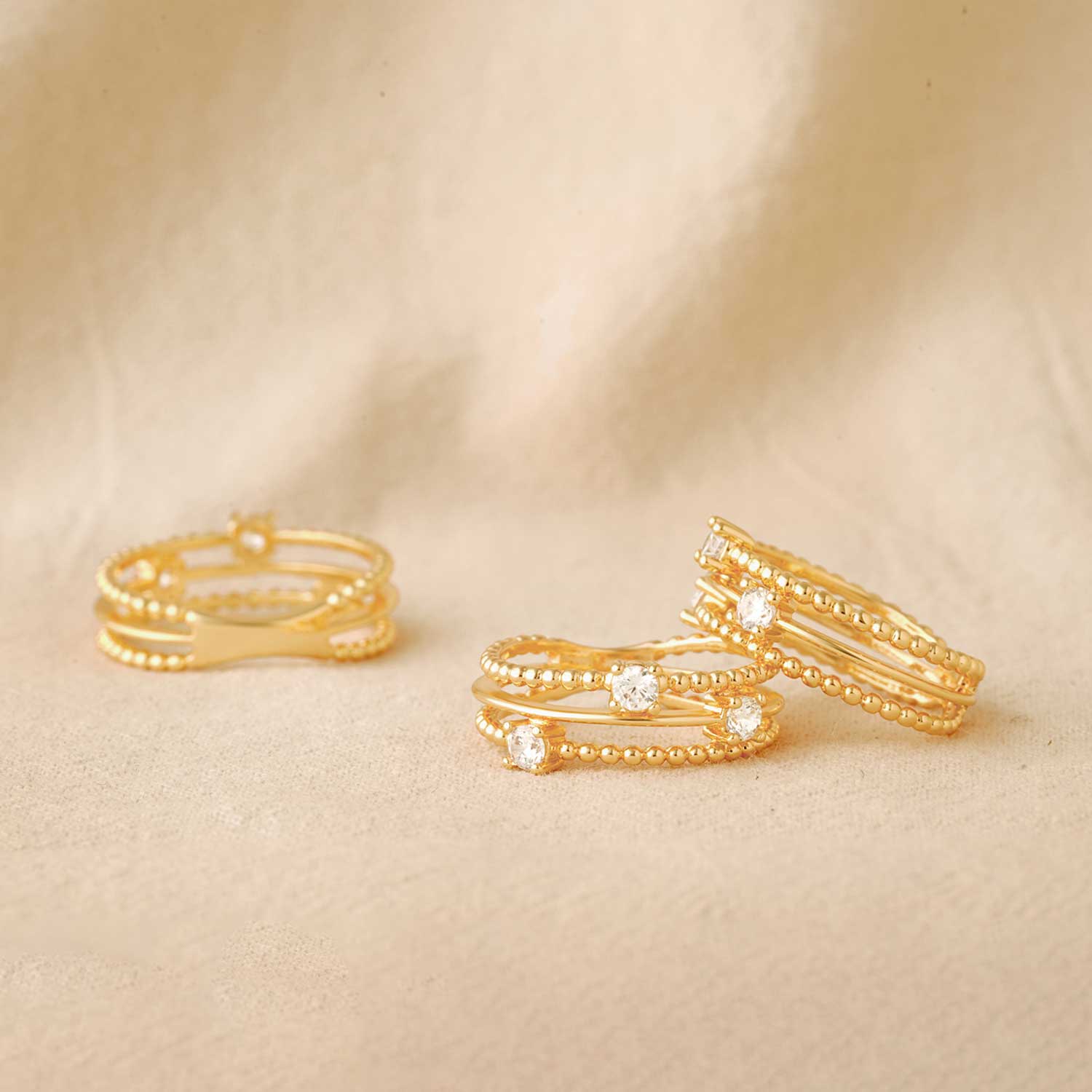 Triple Row Beaded Stack Ring