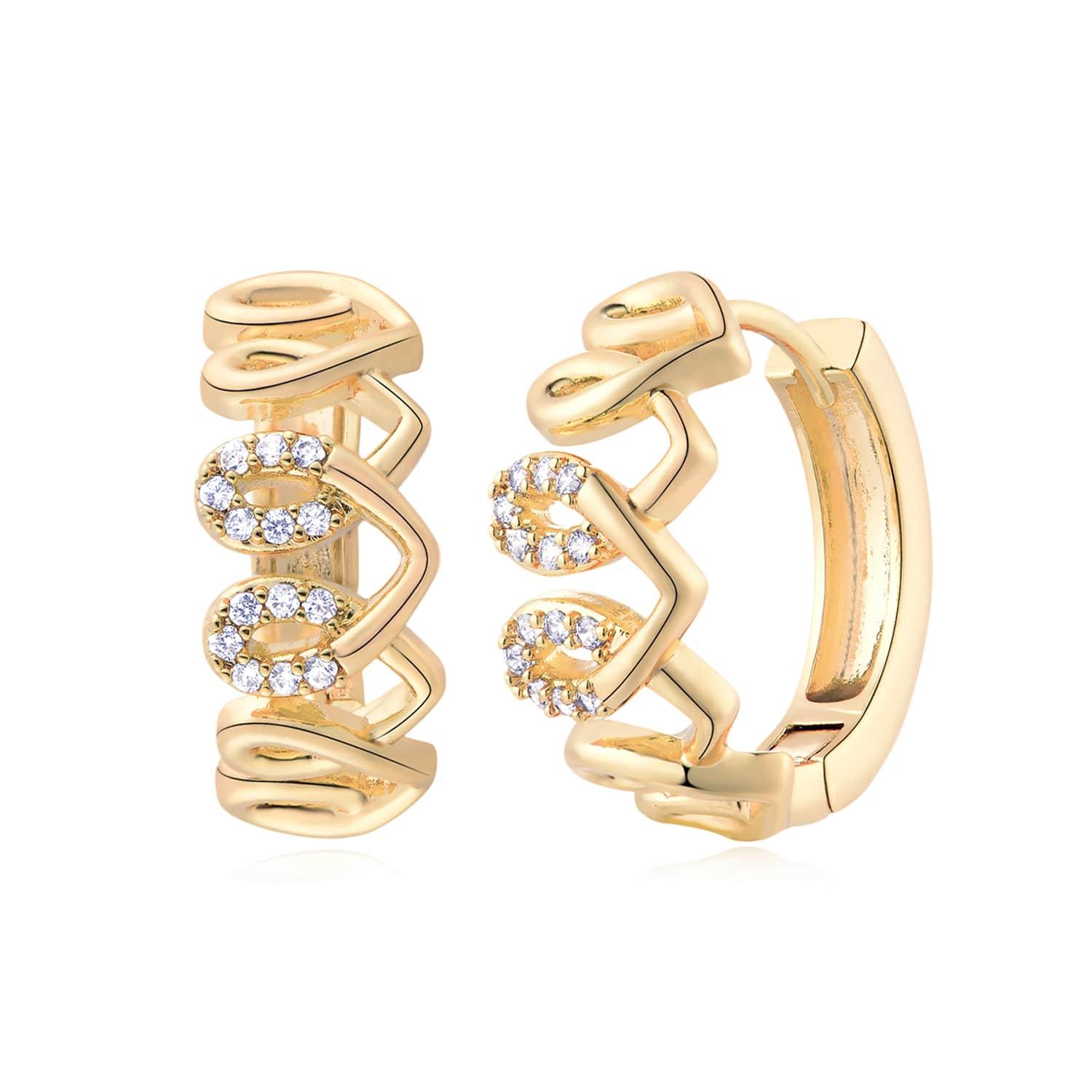gold_heart shaped_link huggie_earrings for women
