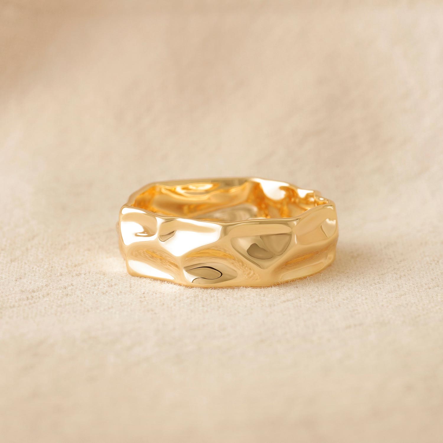 Gold Hammered Stack Ring