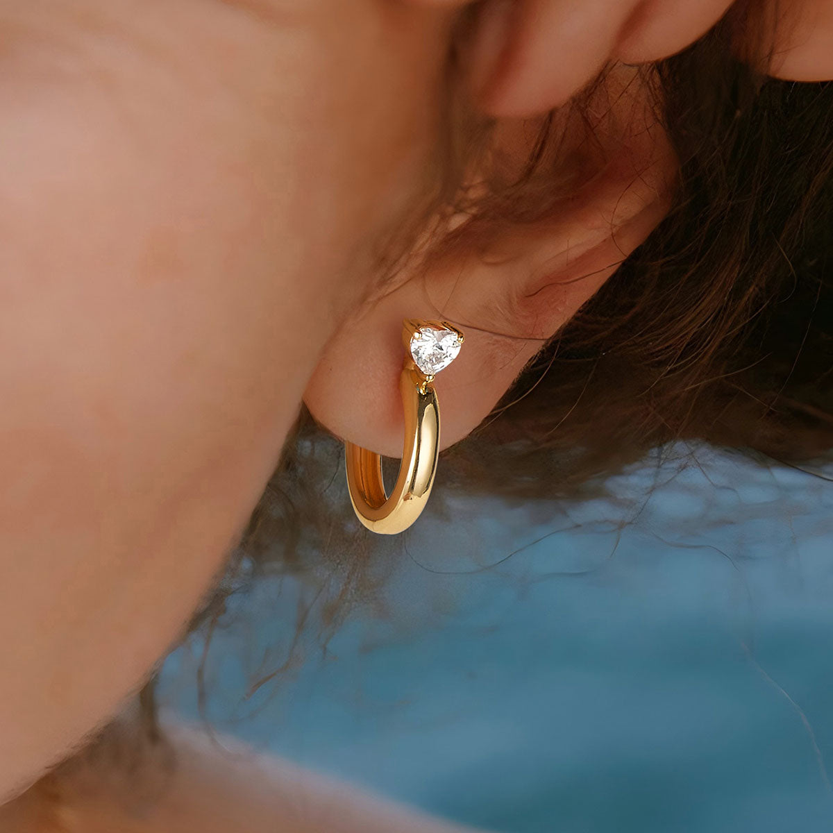 Heart C Shape Stud Earrings