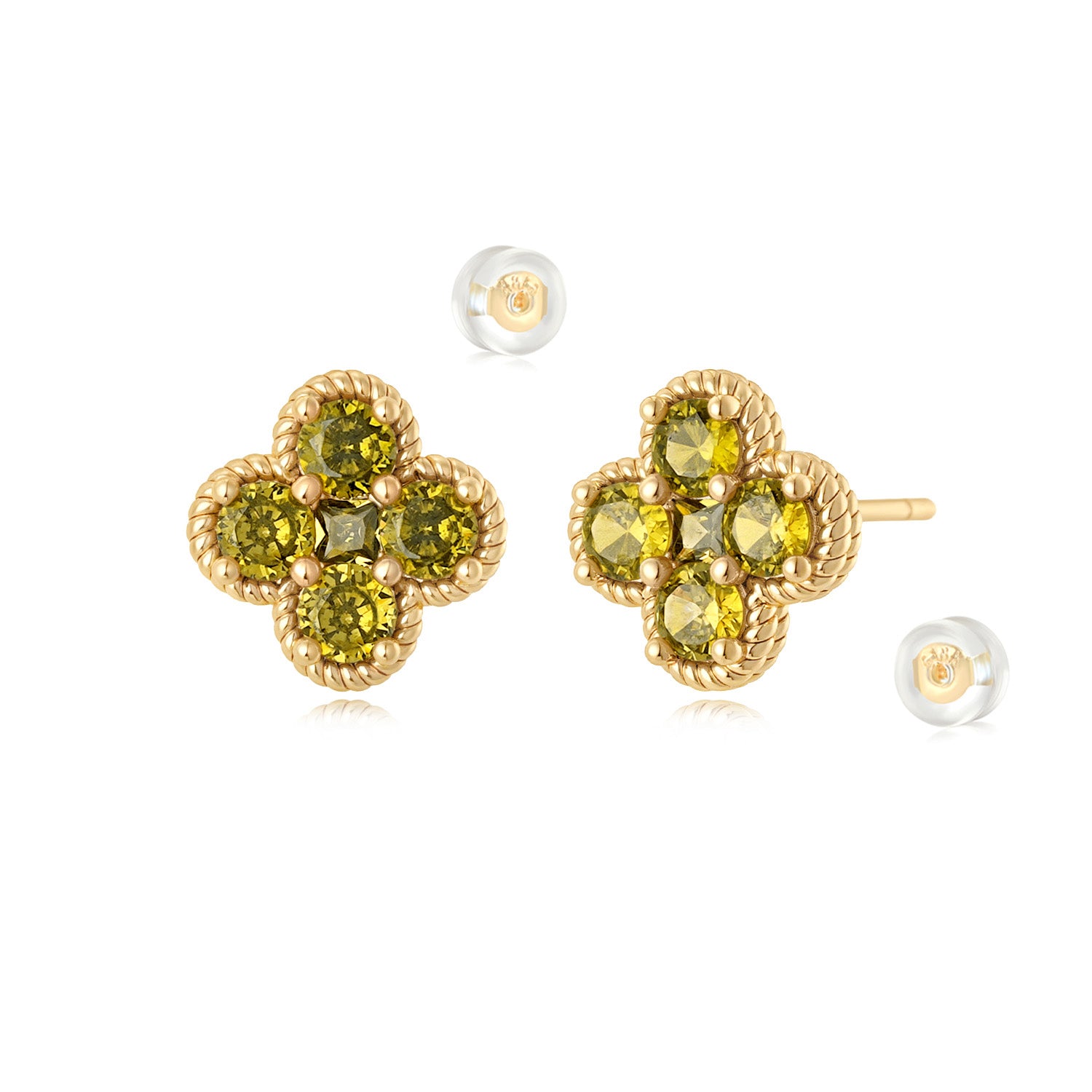 MYEARS August Flower Birthstone Stud Earrings in gold, elegant design for women, lucky charm for everyday wear
