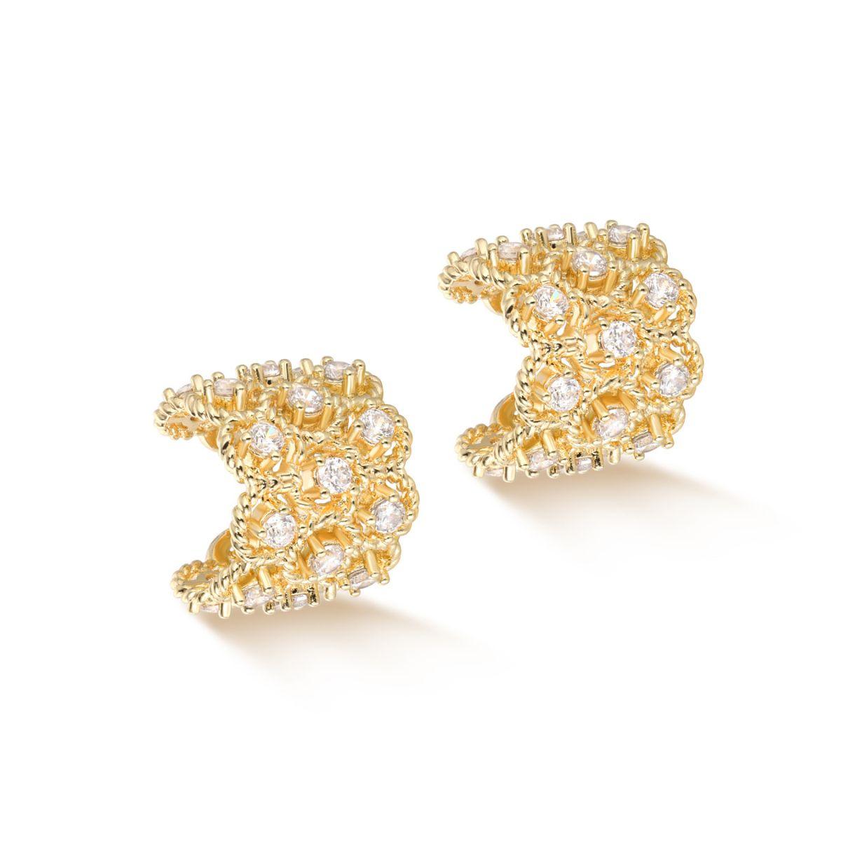MYEARS® Bubbles Pave Ear Cuff for women in gold, elegant jewelry piece suitable for everyday wear and as a stylish gift
