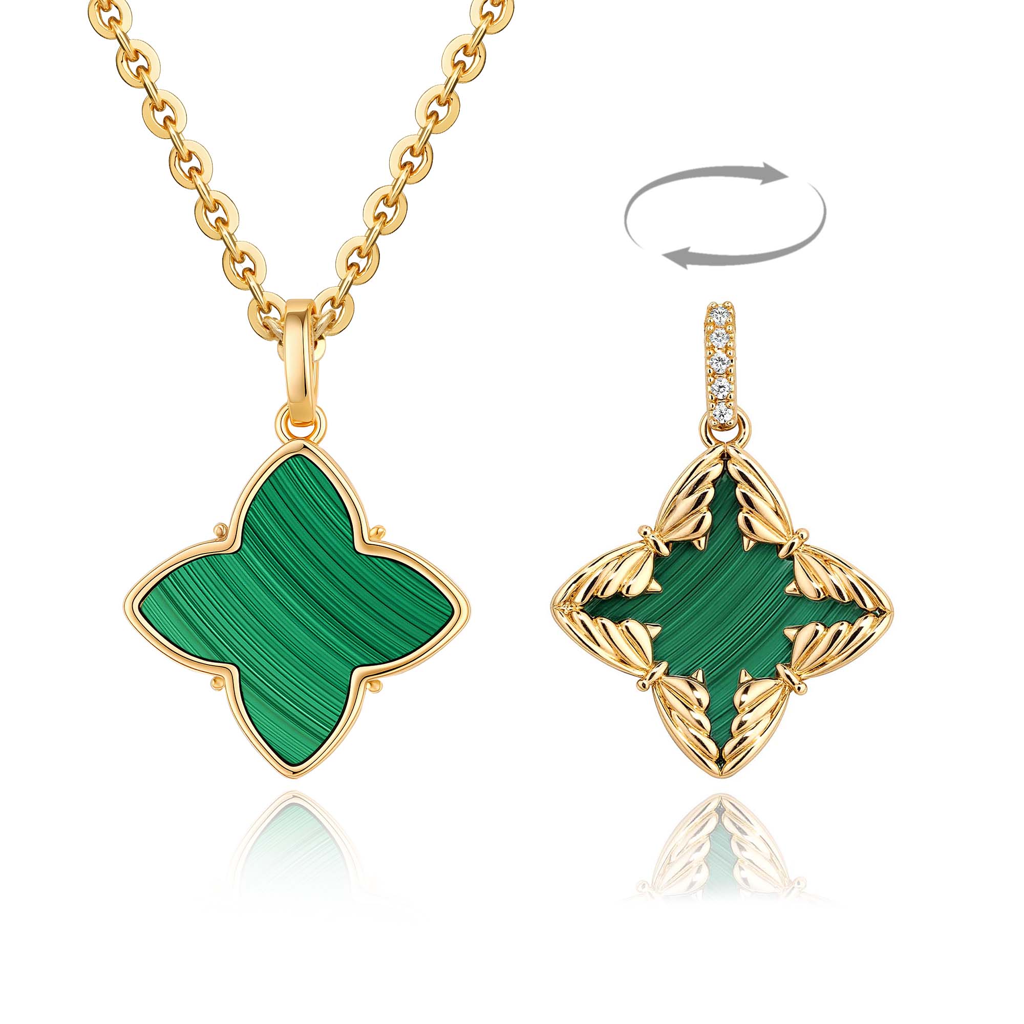 MYEARS Butterfly Malachite Pendant Necklace in gold for women, elegant butterfly-shaped malachite necklace perfect for everyday wear and gifting