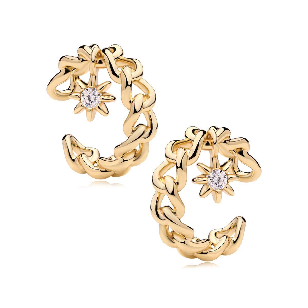 MYEARS® Chain Ear Cuff with Starburst Dangle for women in gold, elegant jewelry piece perfect for everyday wear or as a stylish gift