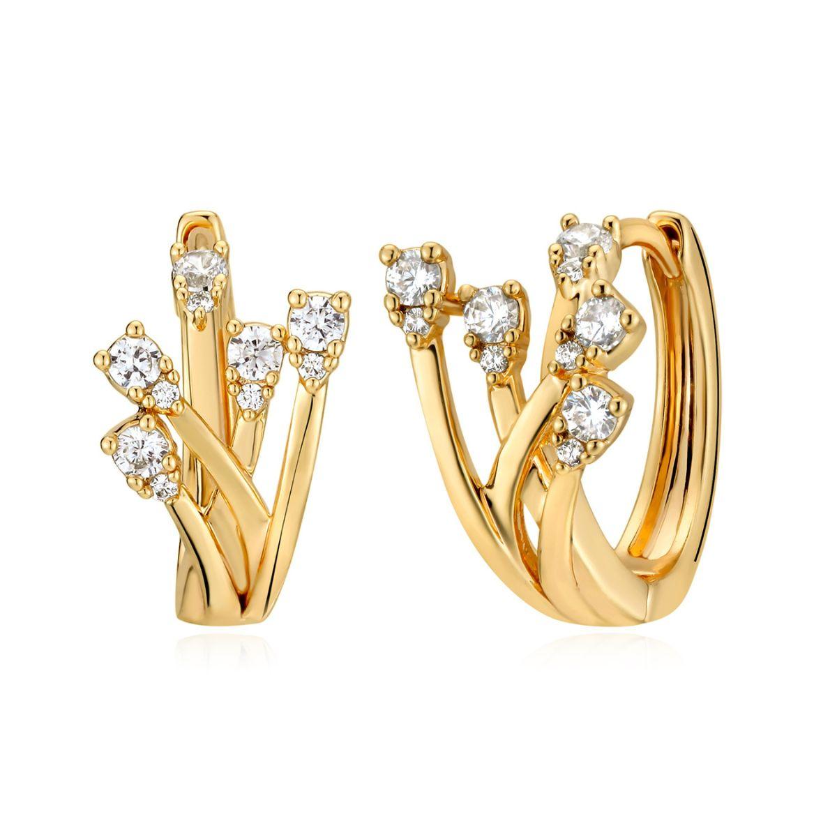 MYEARS® Cubic Zirconia Crossover Hoop Earrings in gold for women, sparkling design ideal for everyday wear or as a thoughtful gift