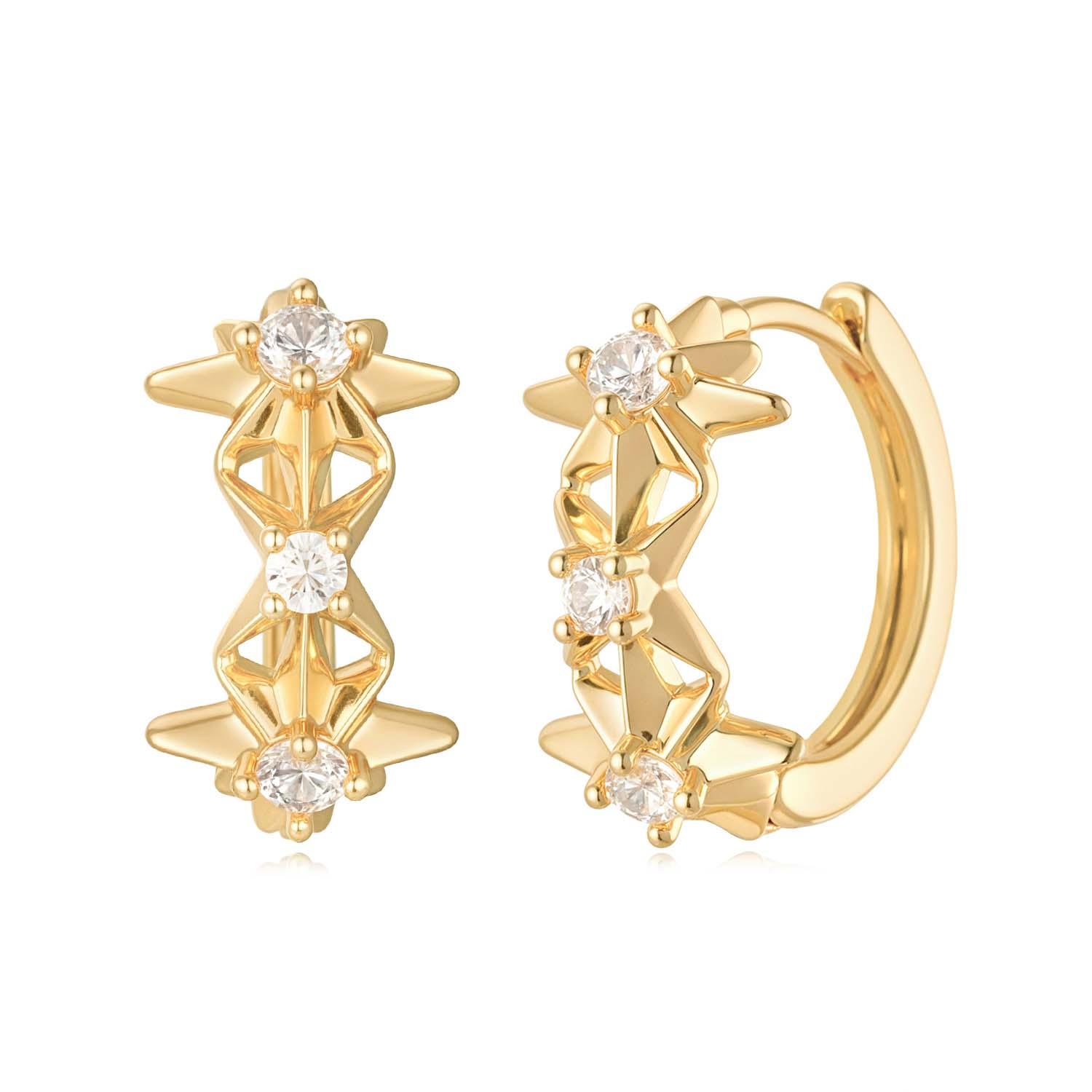MYEARS® CZ Star Huggie Hoop Earrings in gold for women, elegant star-shaped hoops perfect for everyday wear or as a thoughtful gift