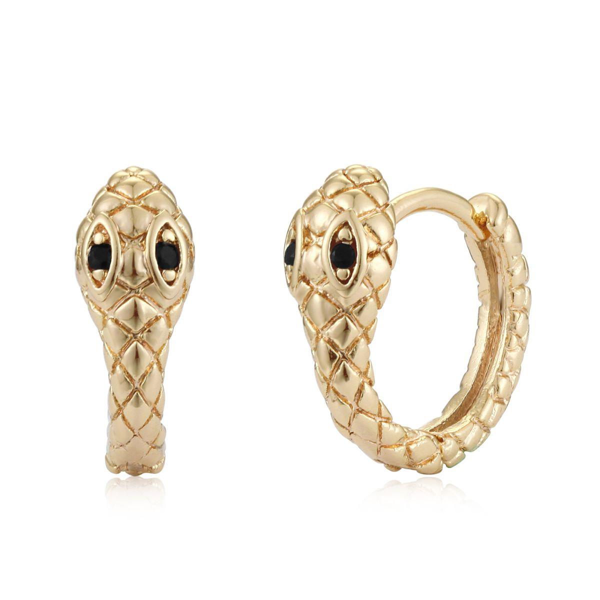 MYEARS® gem snake huggie earrings in gold with sparkling gemstone accents