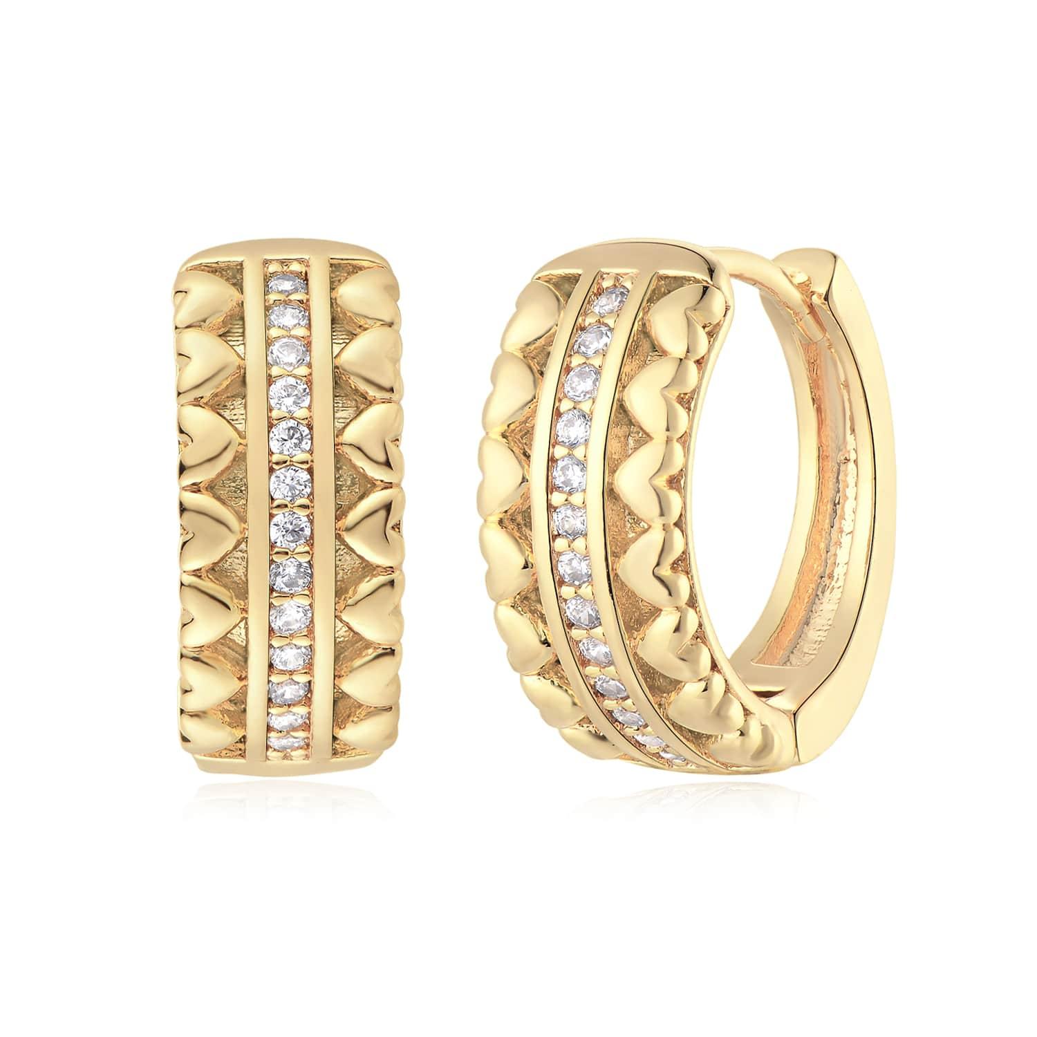 MYEARS Heart Row Edge Hoop Earrings in gold for women, elegant heart hoop earrings perfect as a gift and for everyday wear