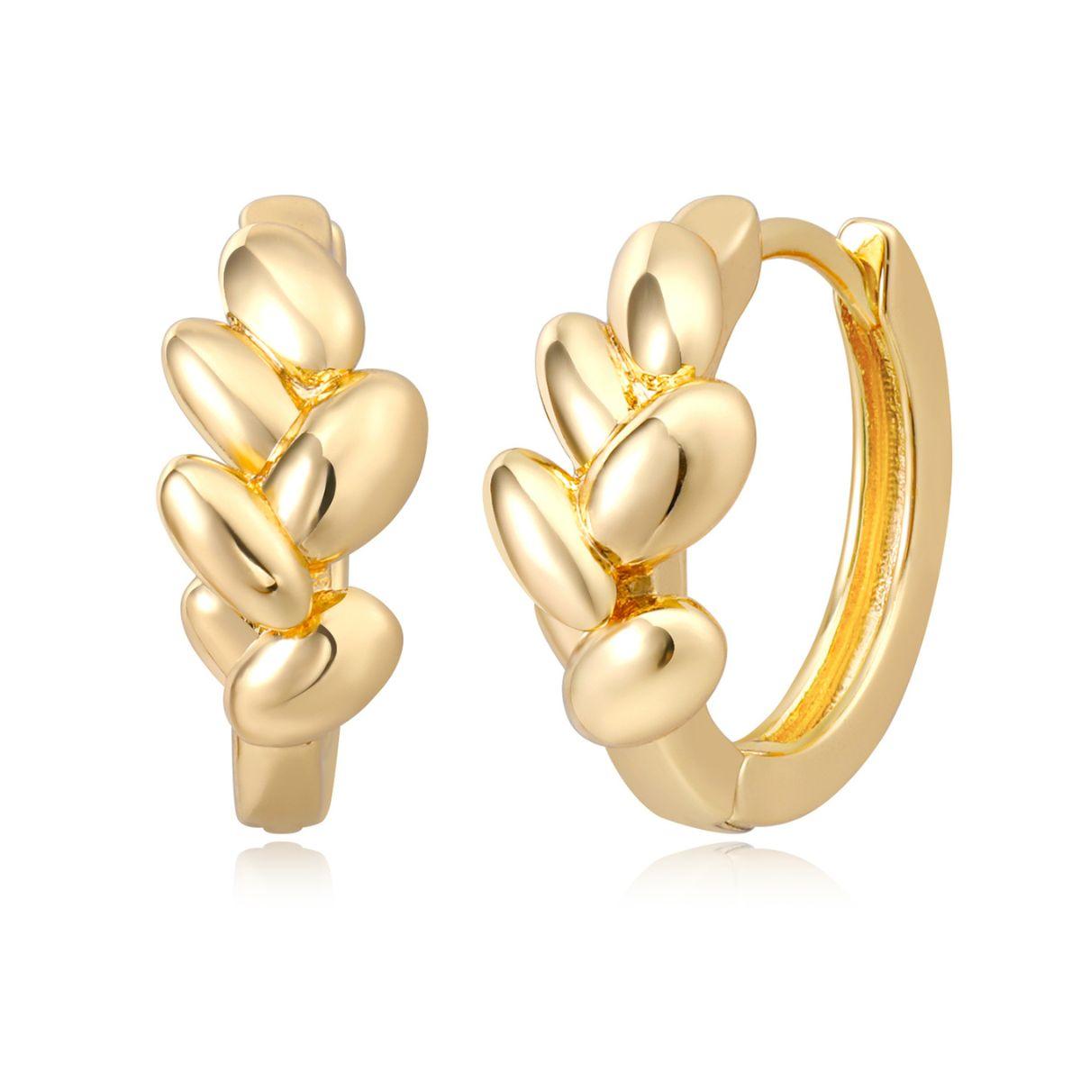 MYEARS gold olive leaf huggie hoop earrings for women, elegant gift for everyday wear