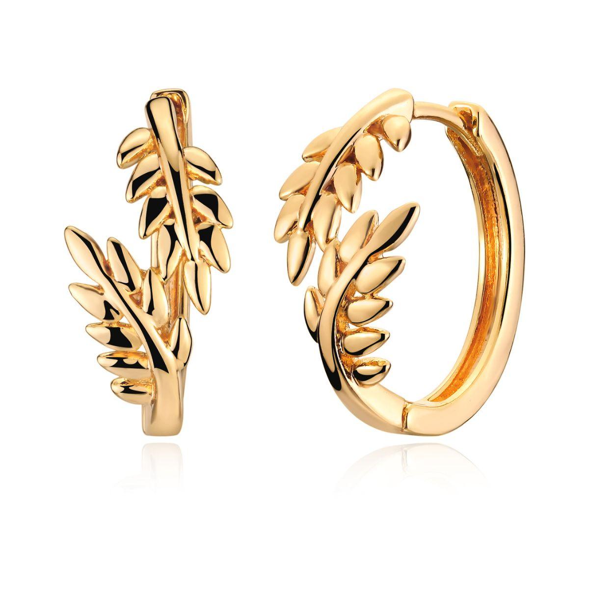 MYEARS gold olive leaf huggie earrings for women, elegant gift for everyday wear