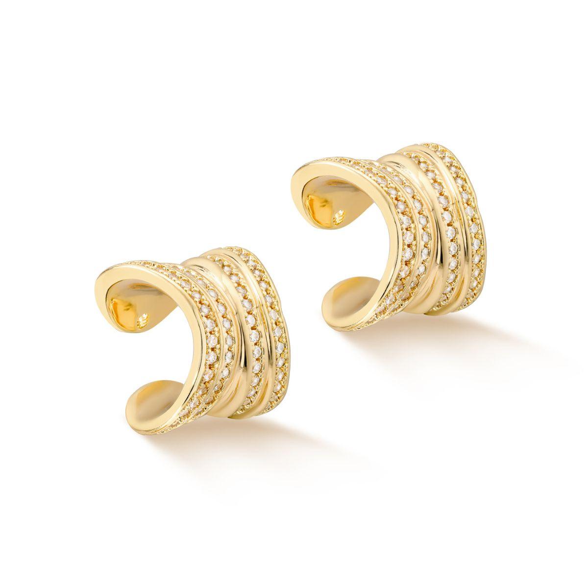 MYEARS® gold pavé ear cuffs for women, no piercing design with sparkling pavé details, suitable for everyday wear or as a thoughtful gift