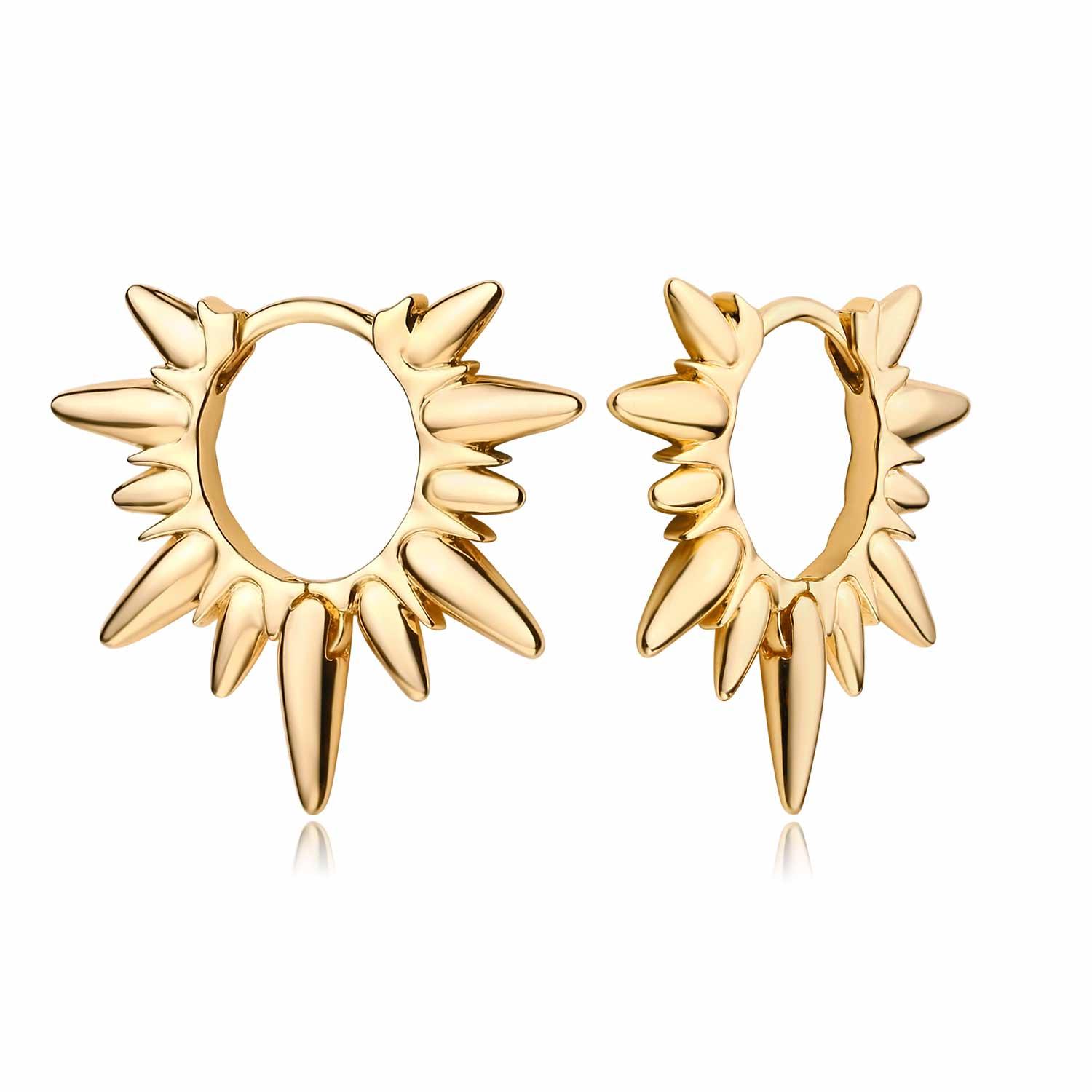 MYEARS® Gold Sunbeam Spike Hoop Earrings, stylish hoop earrings for women, perfect for everyday wear and gifting