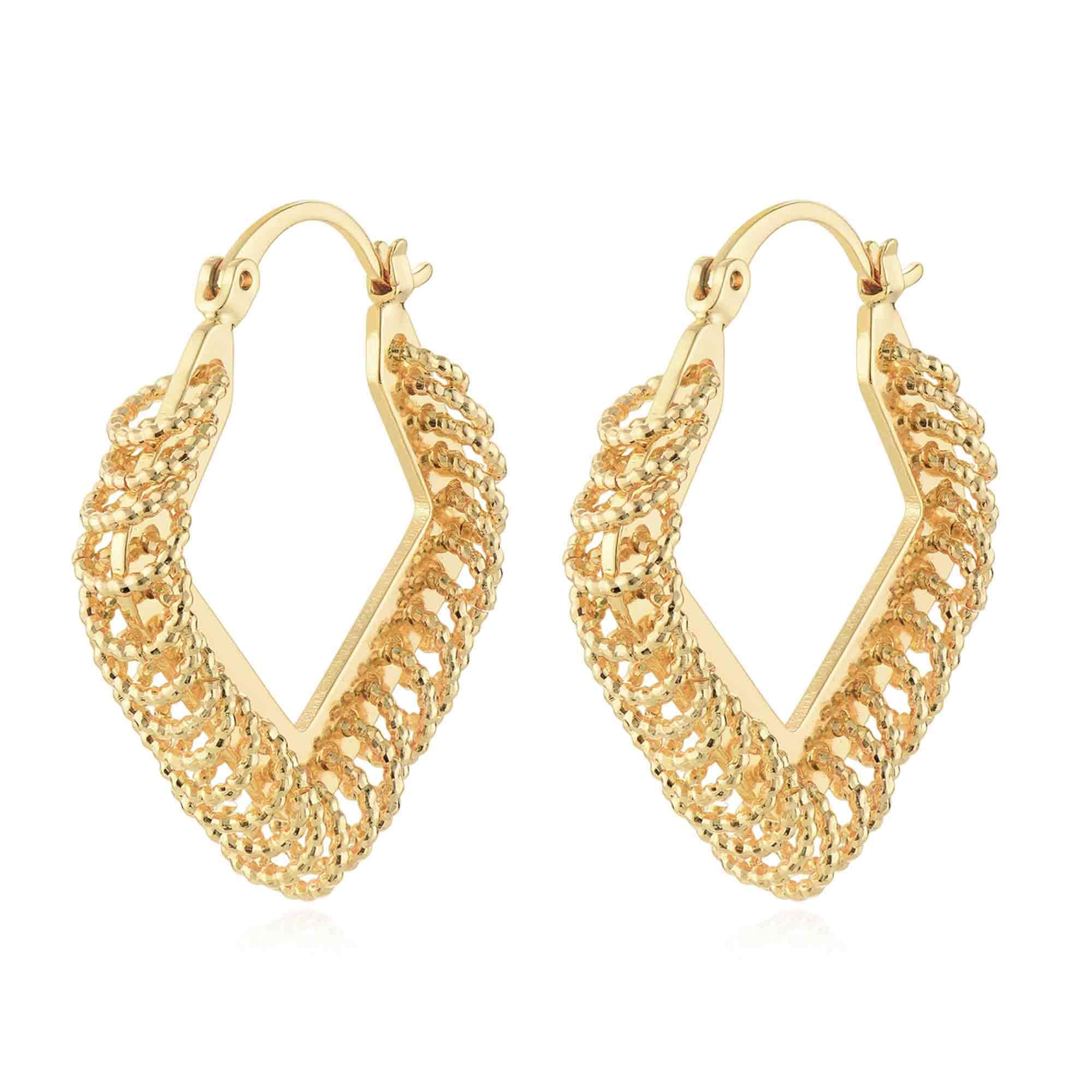 MYEARS® Rhombic Tassel Hoop Earrings for women, geometric rhombus design with elegant tassel, stylish jewelry gift.