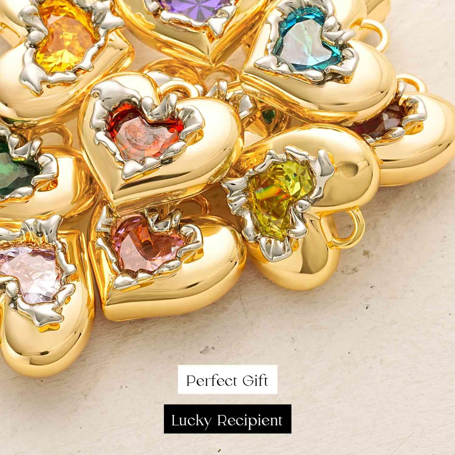 MYEARS gold Heart Birthstone Necklace for women, perfect gift for everyday wear