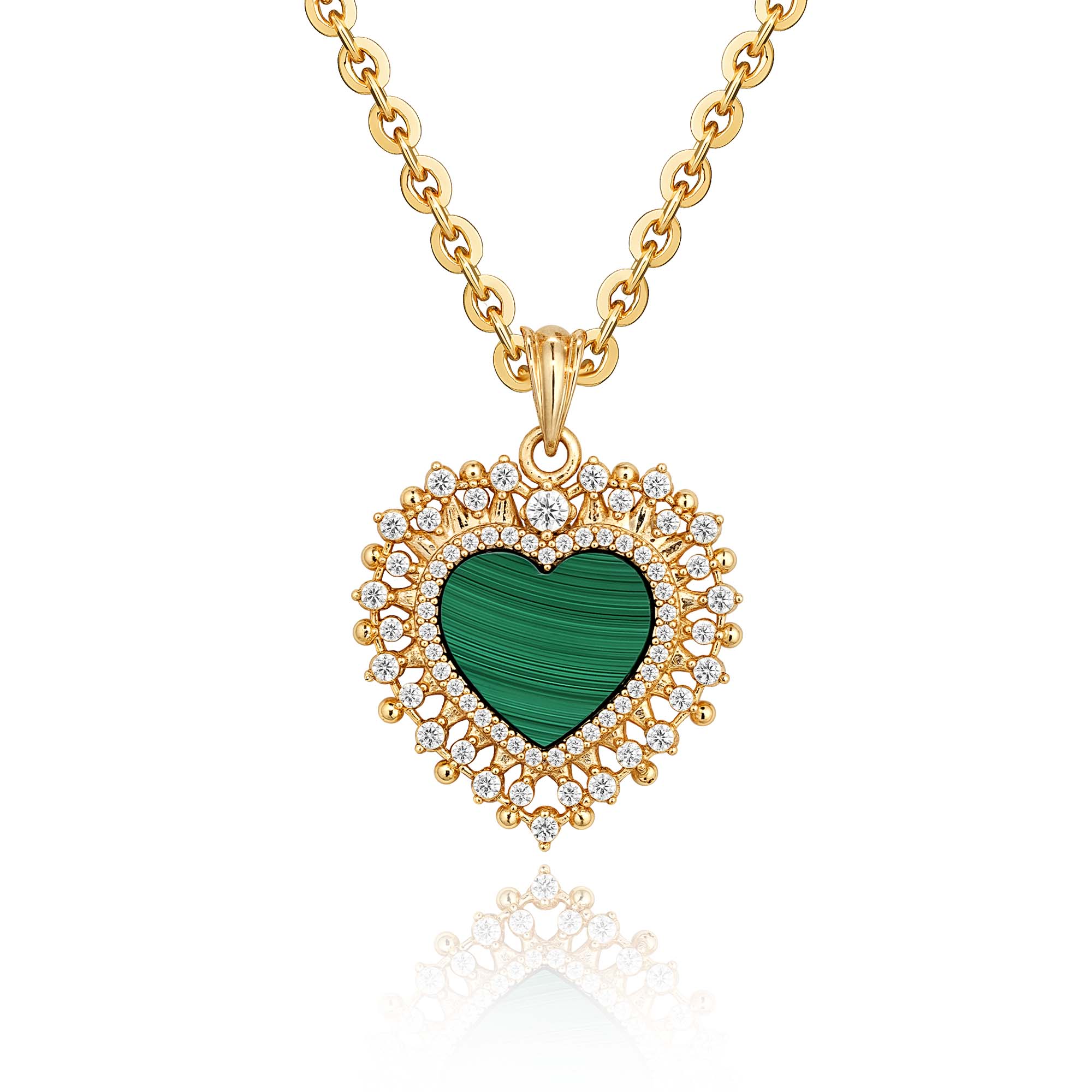 MYEARS Heart Malachite Pendant Necklace in gold for women, elegant heart-shaped malachite necklace perfect for everyday wear and gifting