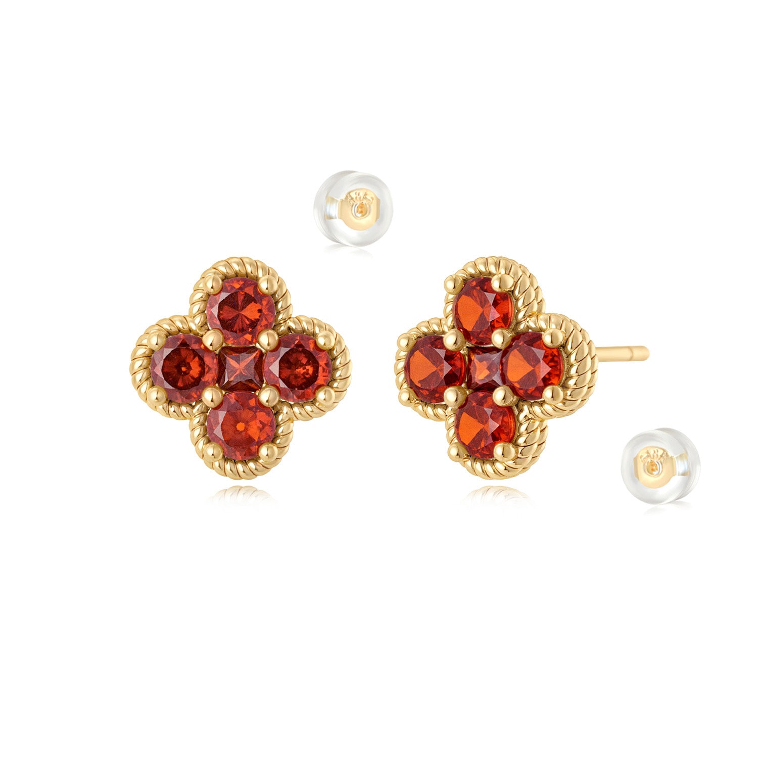 MYEARS January Flower Birthstone Stud Earrings in gold, elegant design for women, lucky charm for everyday wear