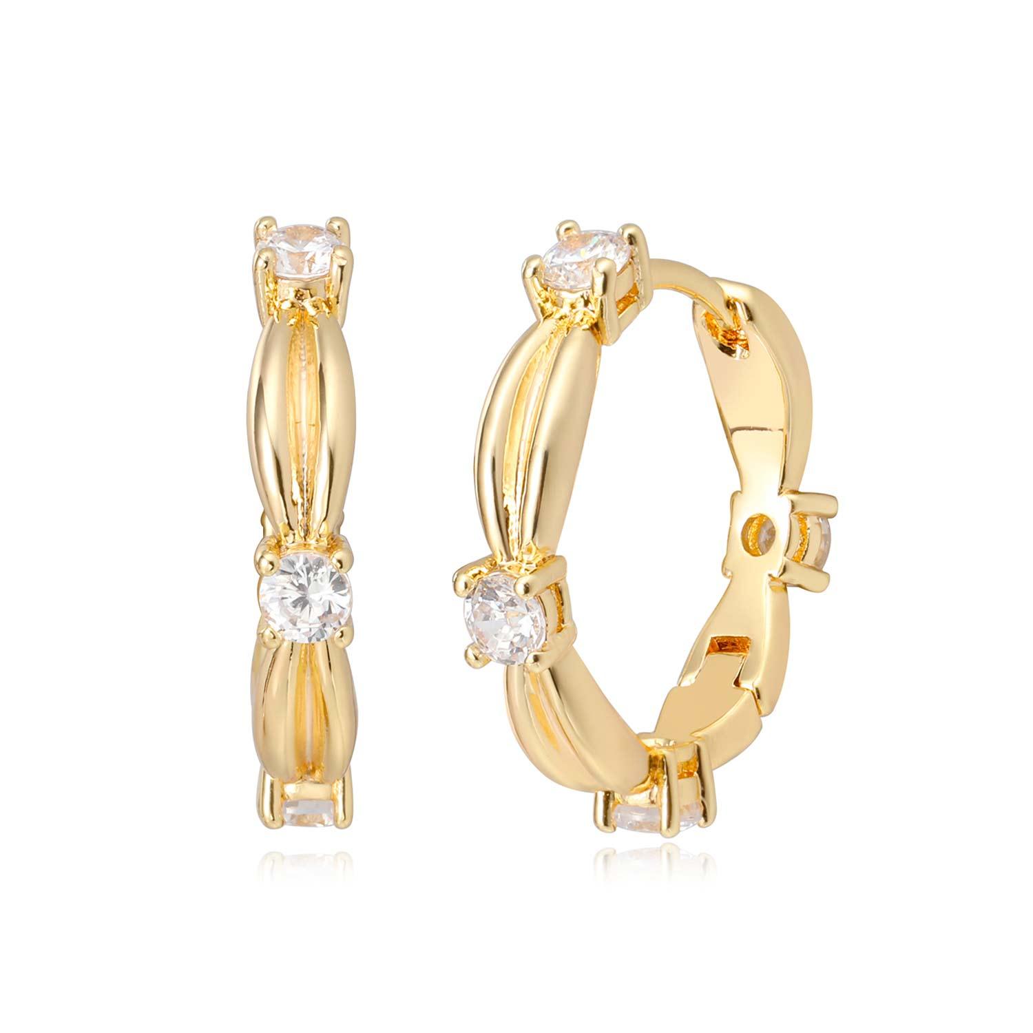 MYEARS® Knot CZ Hoop Earrings in gold for women on white background, elegant gift and perfect for everyday wear
