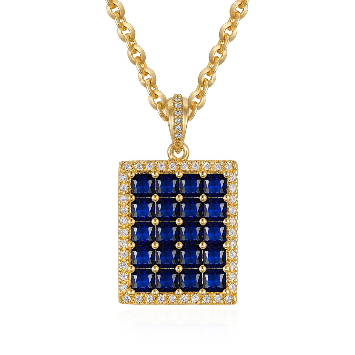MYEARS Lapis Lazuli Rectangle Checkered Pendant Necklace for women, elegant gold necklace, perfect for gifting and everyday wear