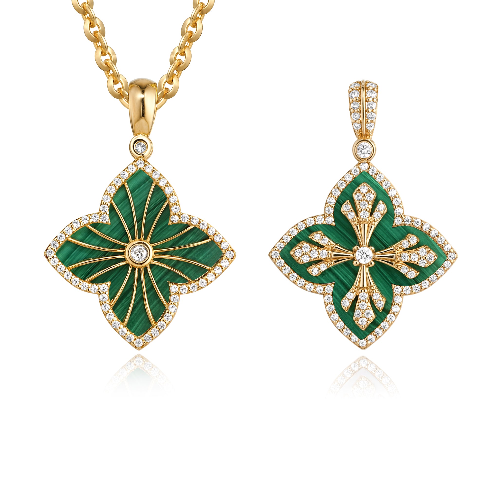 MYEARS Malachite Four Leaf Clover Pendant Necklace in gold, elegant design for women, lucky charm for everyday wear