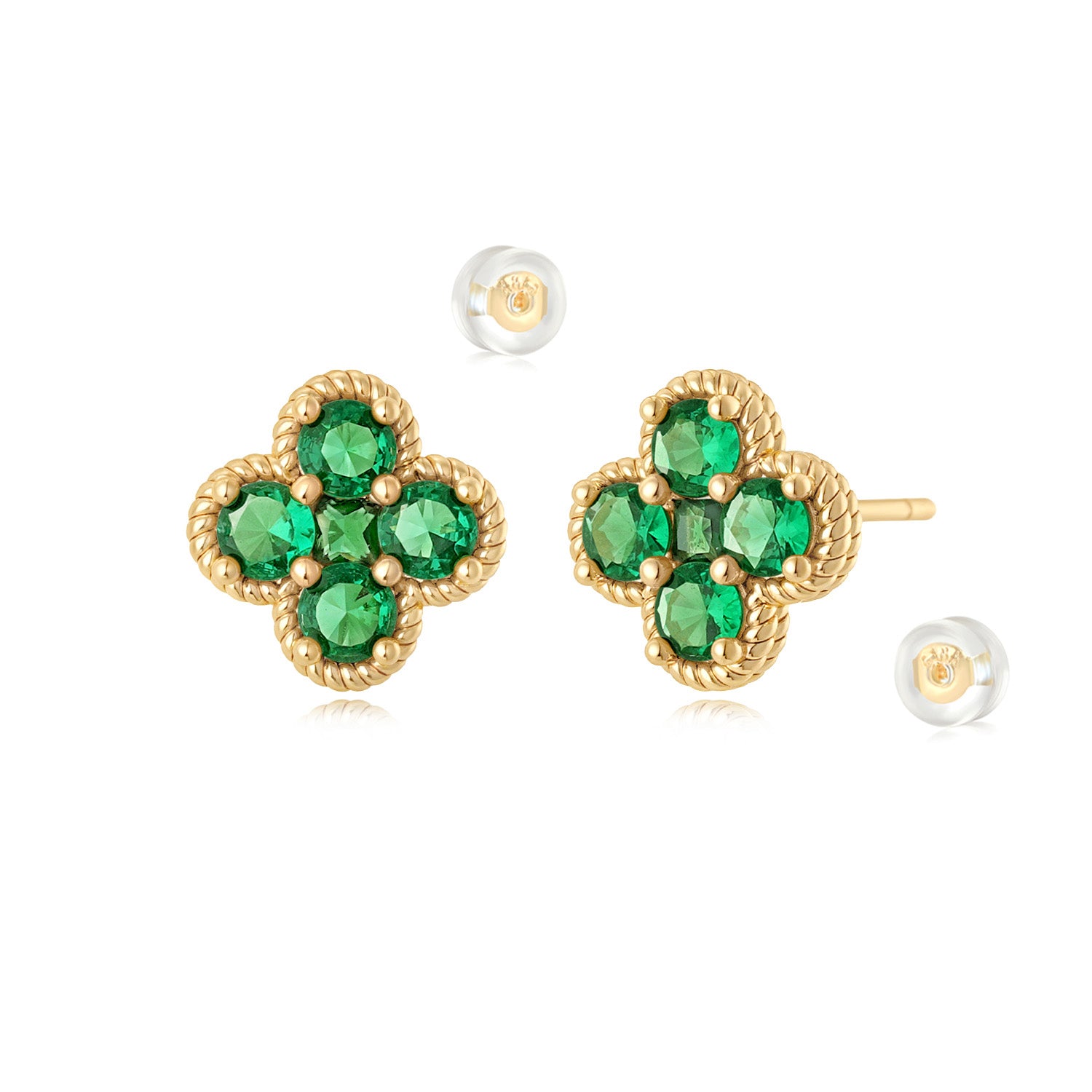 MYEARS May Flower Birthstone Stud Earrings in gold, elegant design for women, lucky charm for everyday wear