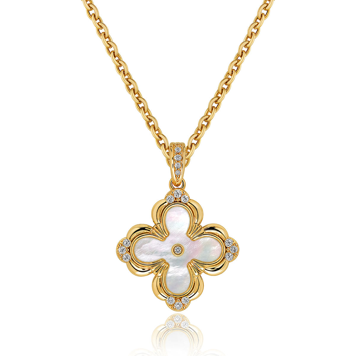 MYEARS Mother of Pearl Pendant Necklace in gold, elegant design for women, lucky charm for everyday wear