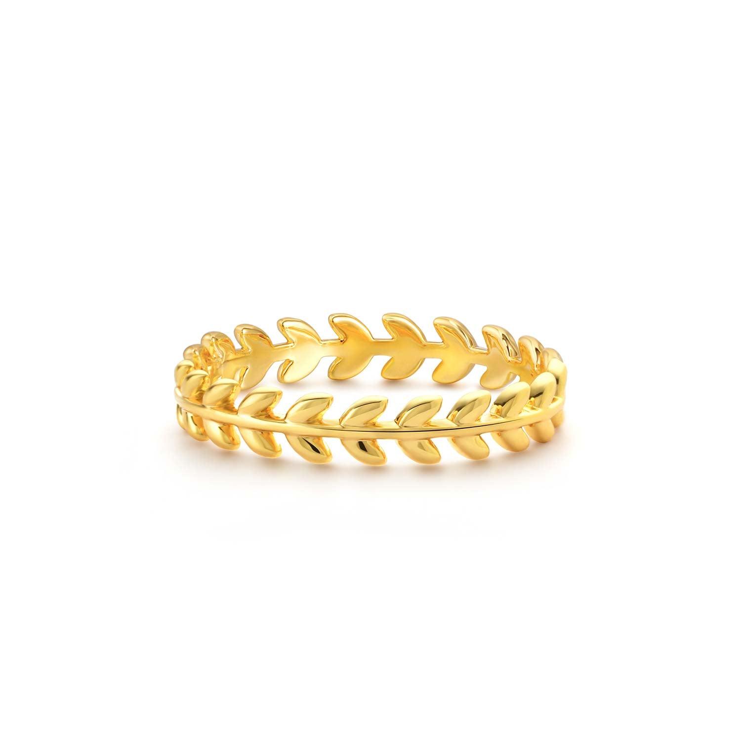 MYEARS gold olive leaf stack ring for women, perfect gift for everyday wear