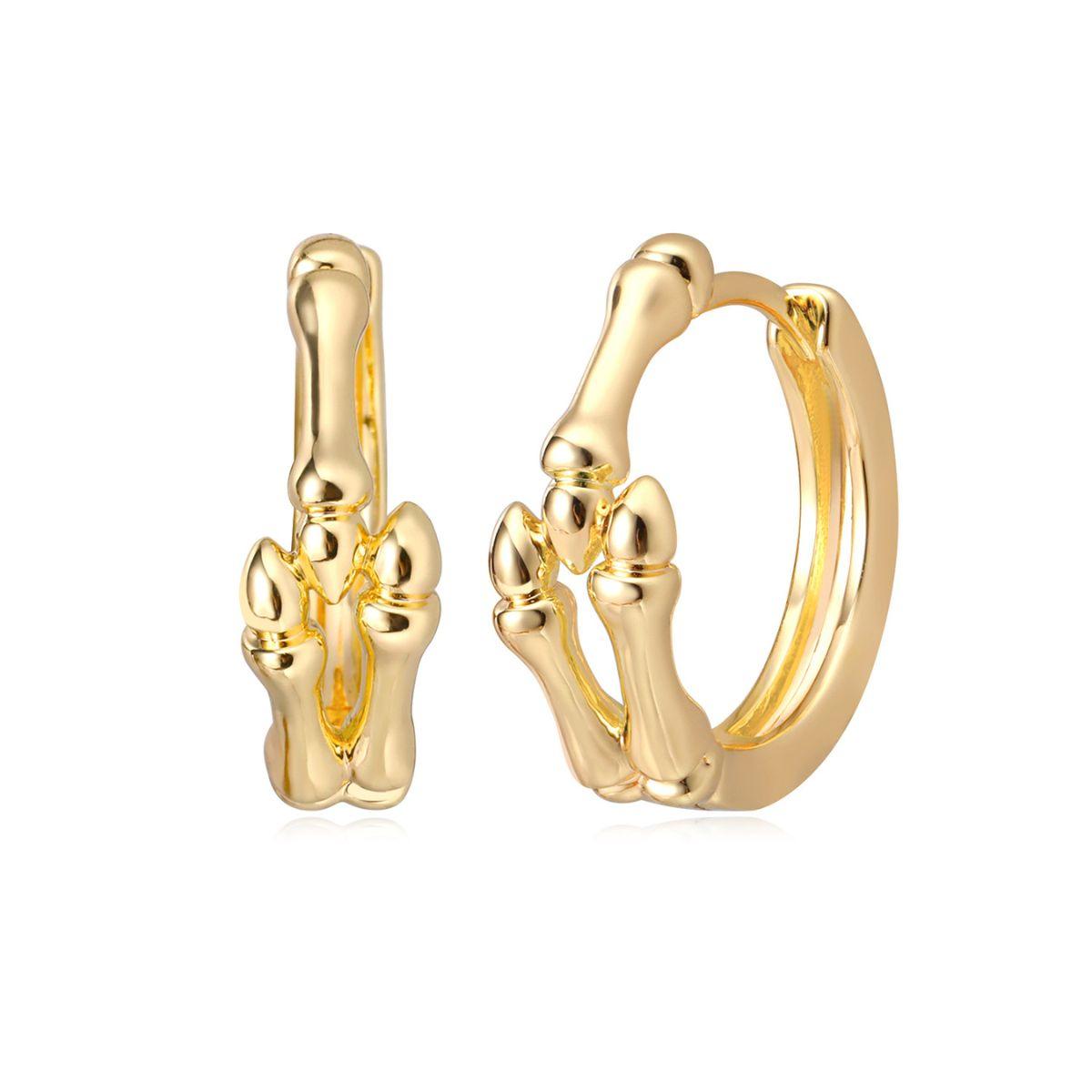 MYEARS® skull hand hoop earrings in gold, statement hoop earrings for women