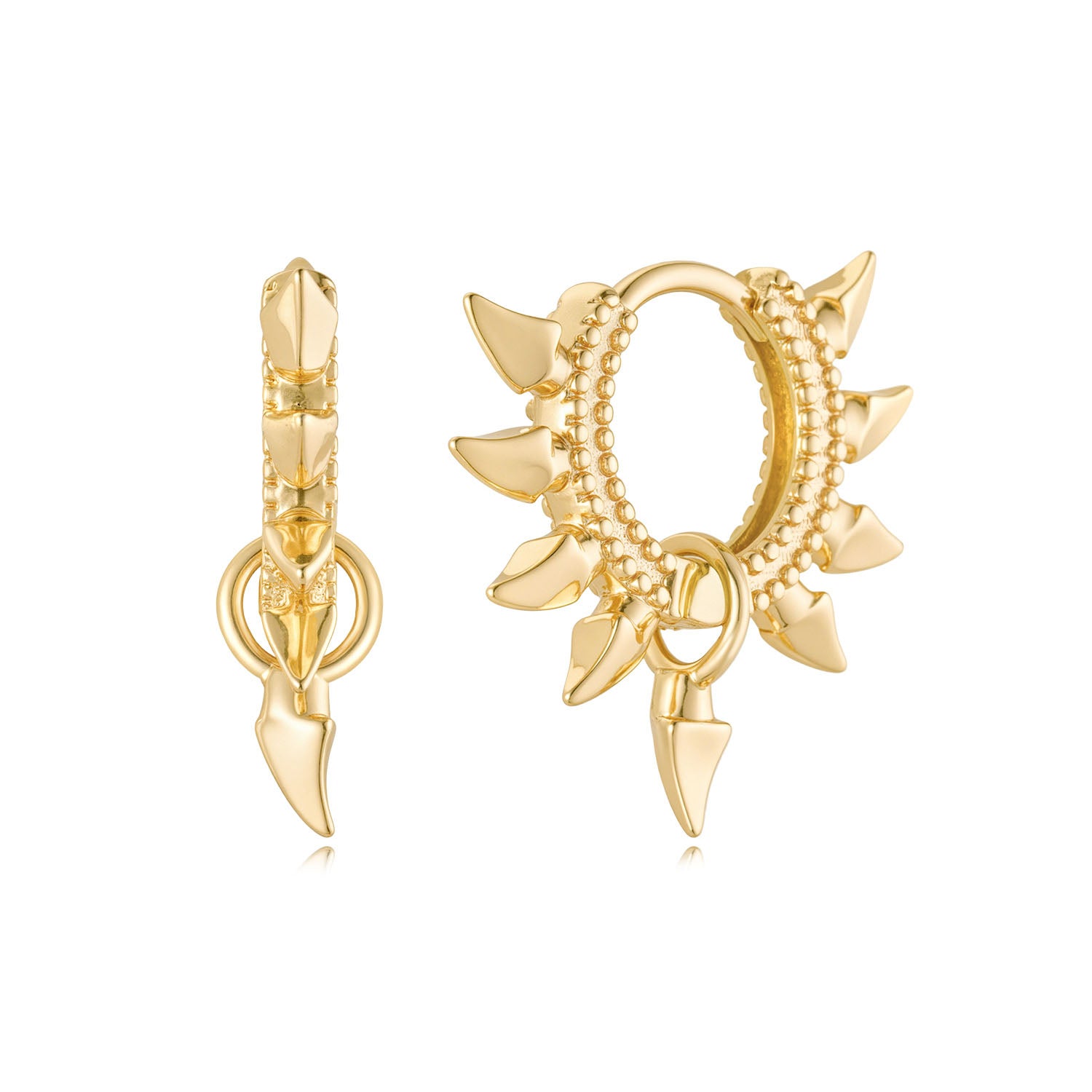 MYEARS® spike huggie hoop earrings in gold for women, trendy everyday wear jewelry